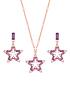  image of mood-rose-gold-purple-baguette-star-pendant-necklace-and-earring-set-gift-boxed