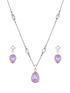  image of mood-silver-purple-aurora-borealis-pear-drop-pendant-necklace-and-earring-set-gift-boxed