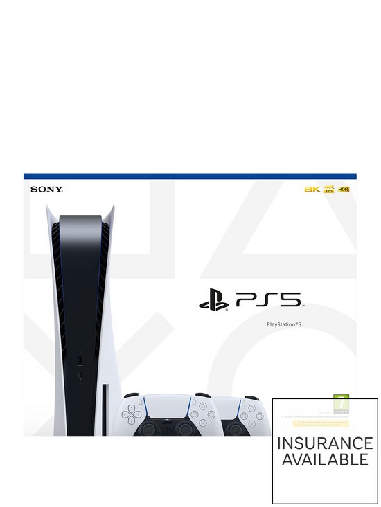 stillFront image of playstation-5-disc-console-and-twonbspdualsense-wireless-controllers