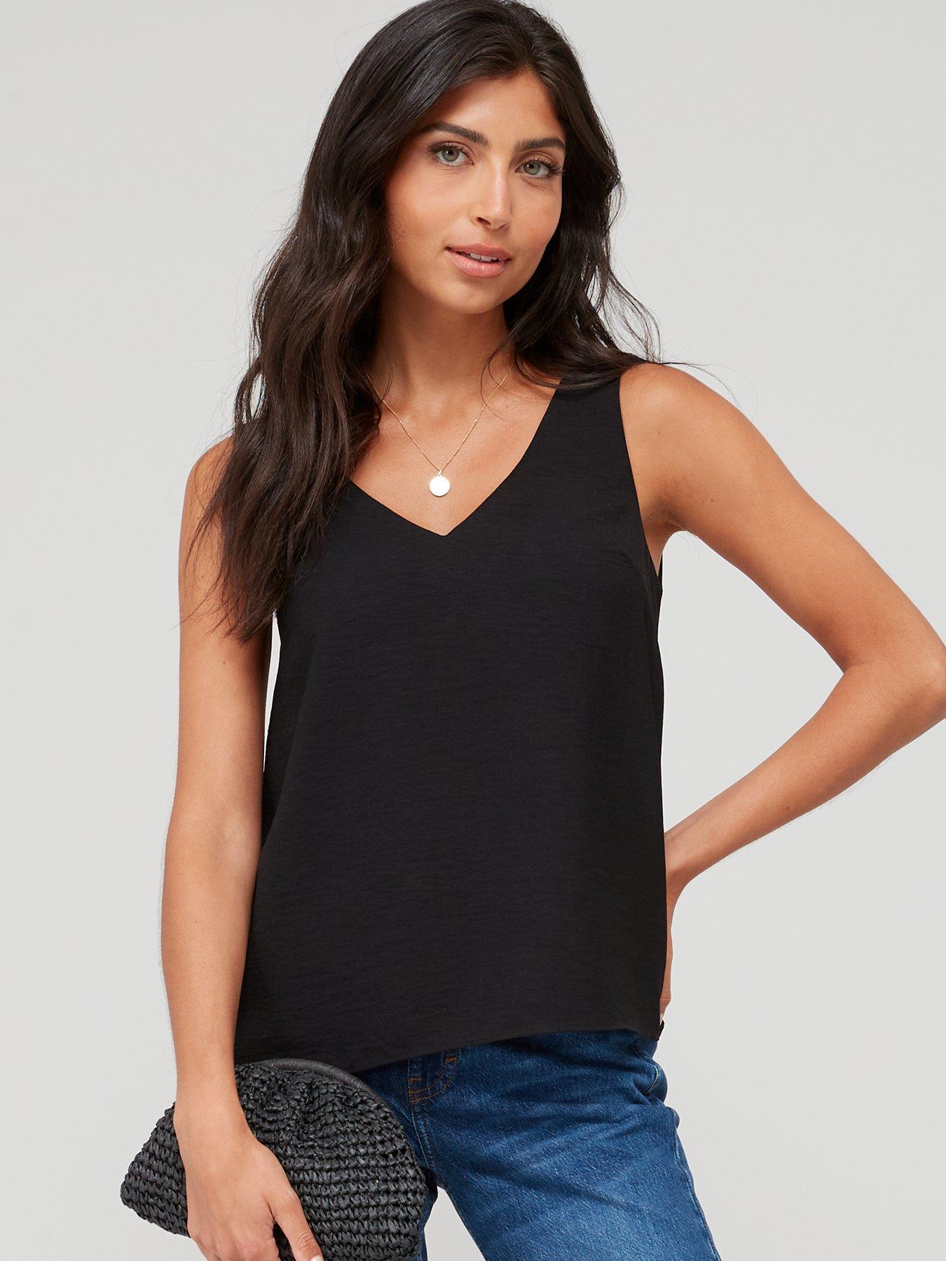 Image 1 of 6 of The Very Collection Cami Solid Top - Black