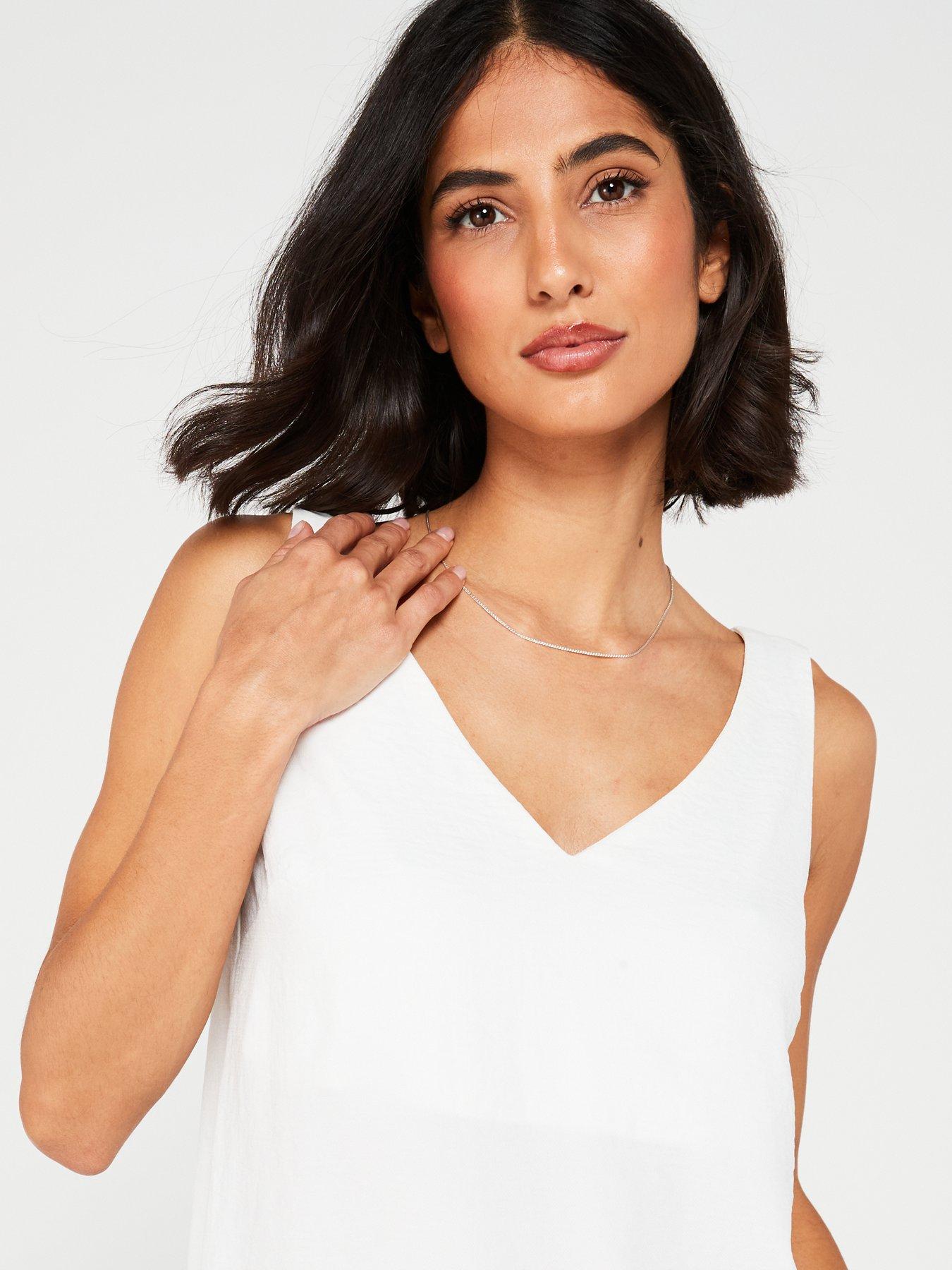  image of the-very-collection-cami-solid-top-white