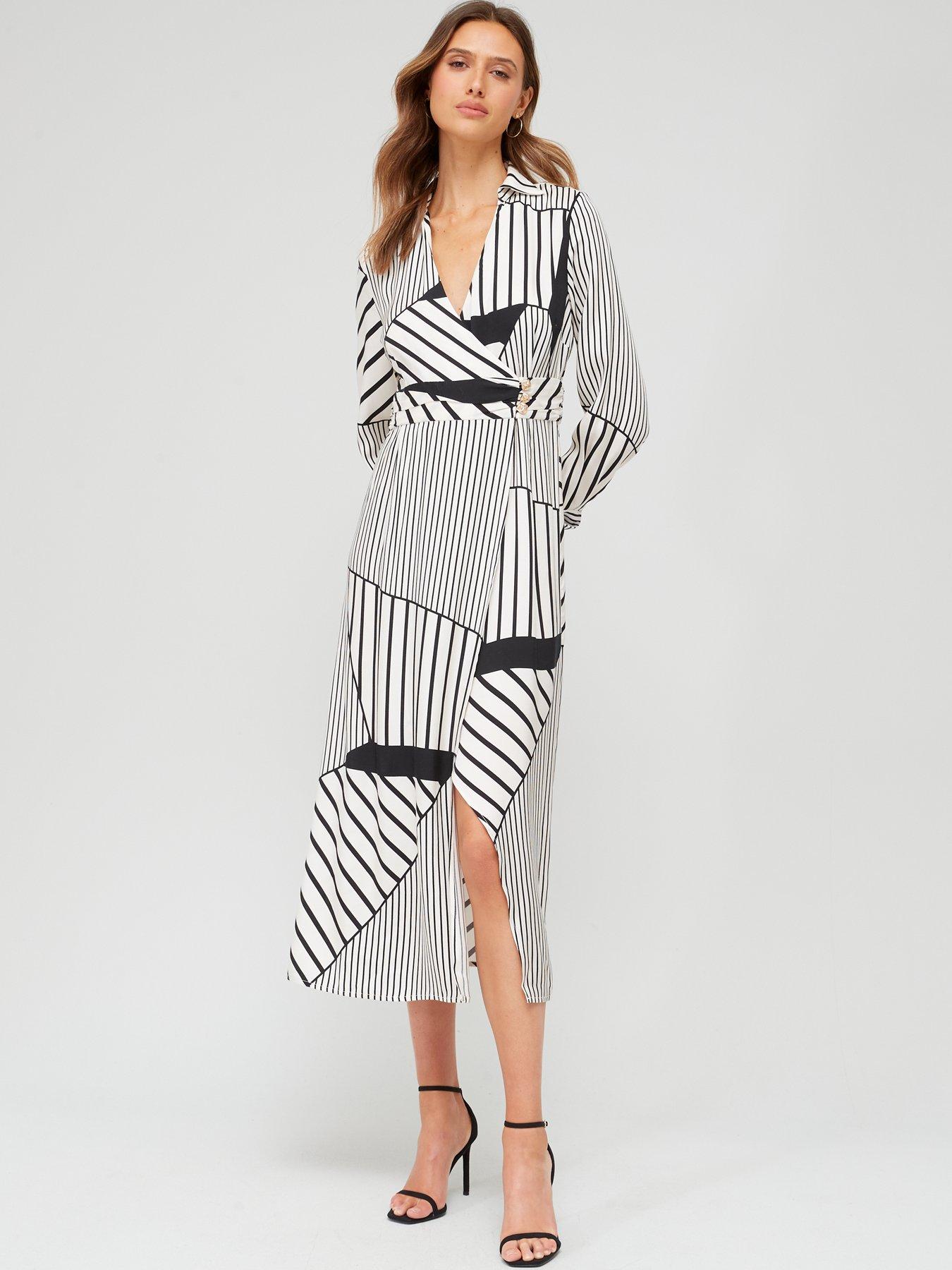 Fig & Basil Stripe Midaxi Shirt Dress Print