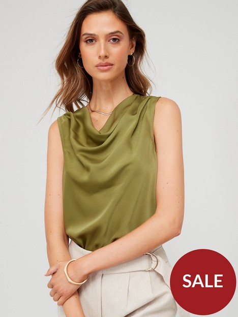v-by-very-sleeveless-cowl-neck-shell-top-green