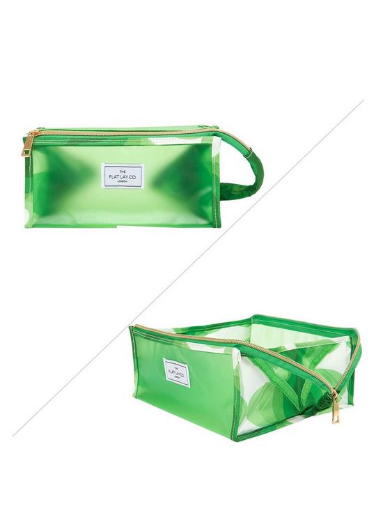 front image of the-flat-lay-co-groovy-vibey-green-frosted-makeup-box-bag