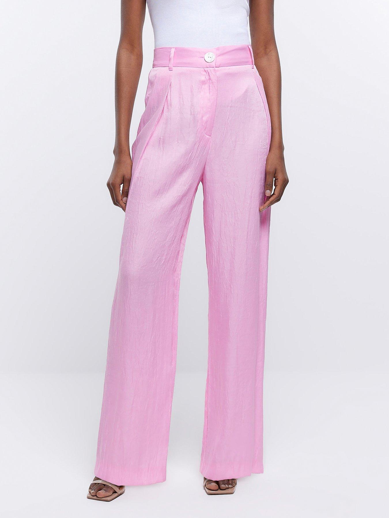 Pink wide leg pants best sale