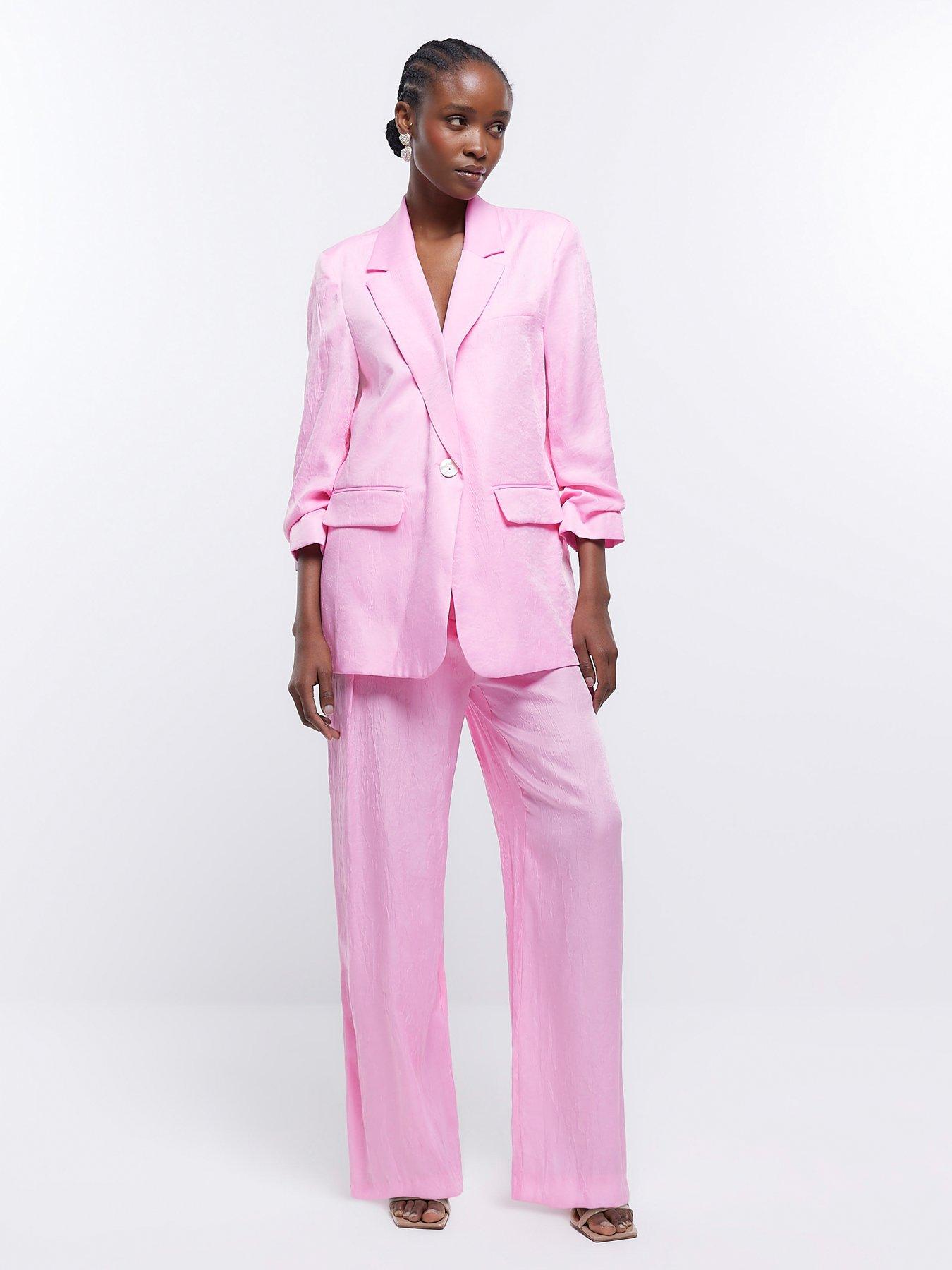 River Island Wide Leg Pleat Suit Trouser Pink littlewoods