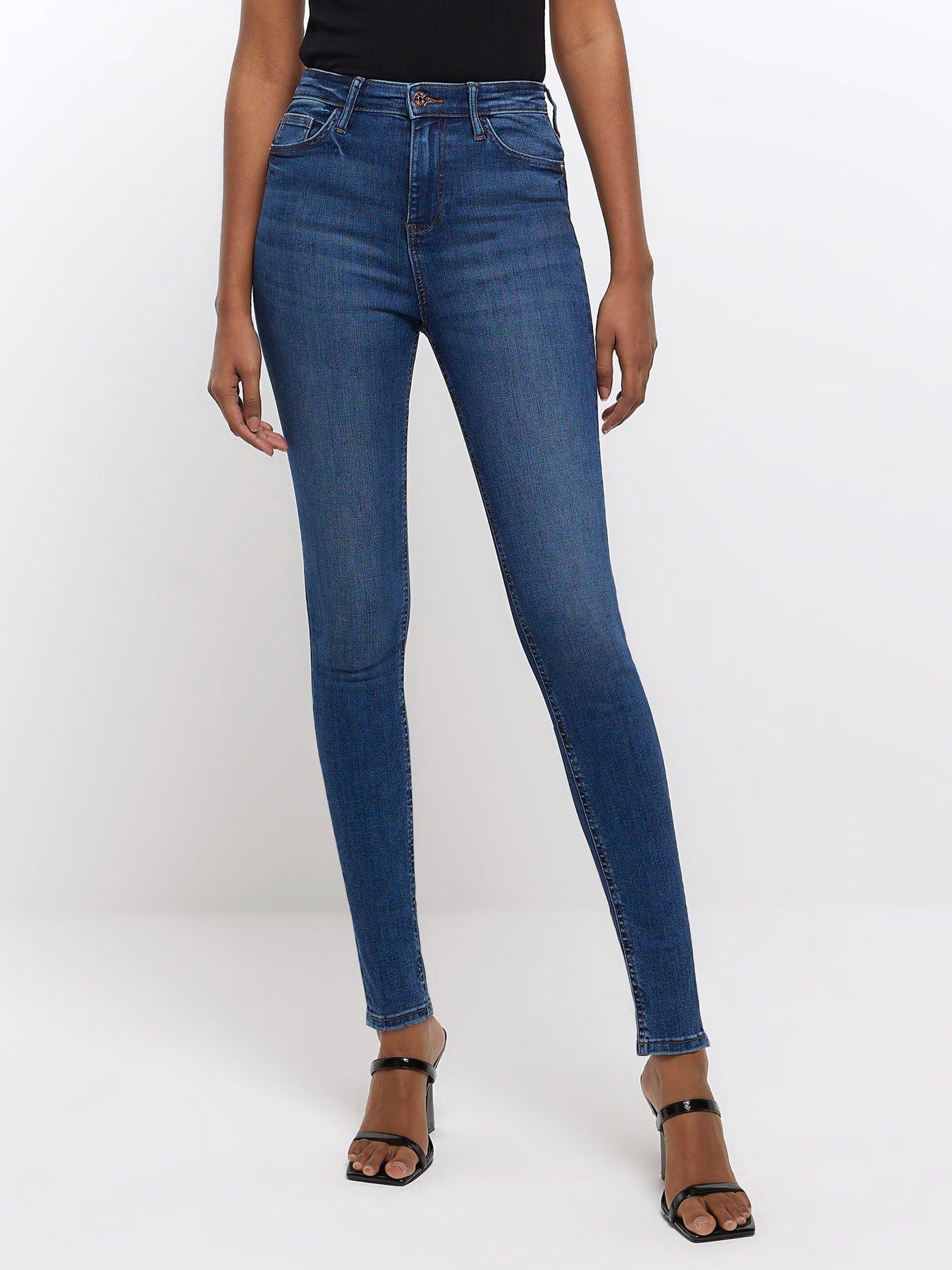 River Island High Rise Skinny Sculpt Jeans - Blue