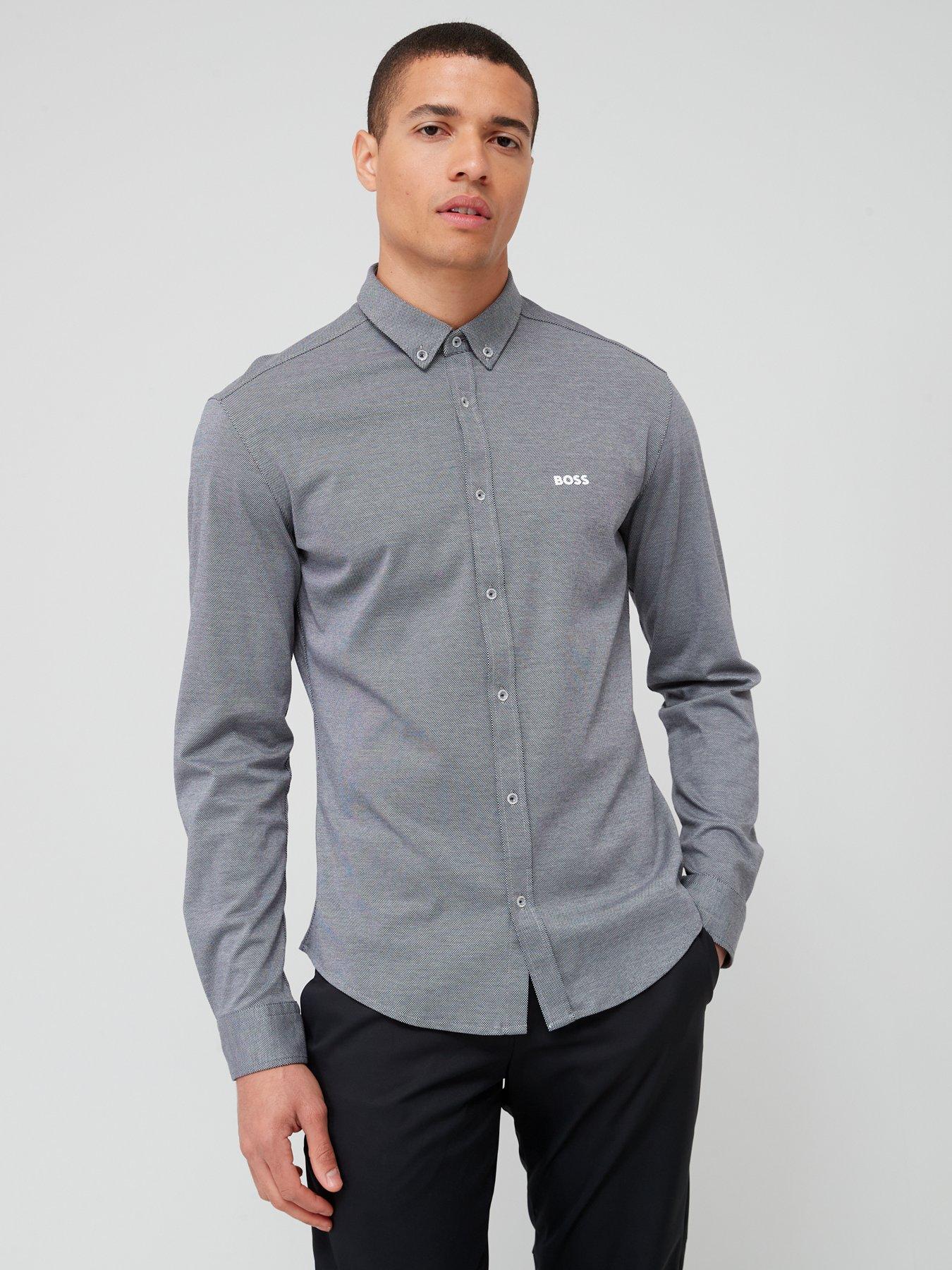 BOSS Biado Regular Fit Longsleeve Shirt Navy littlewoods