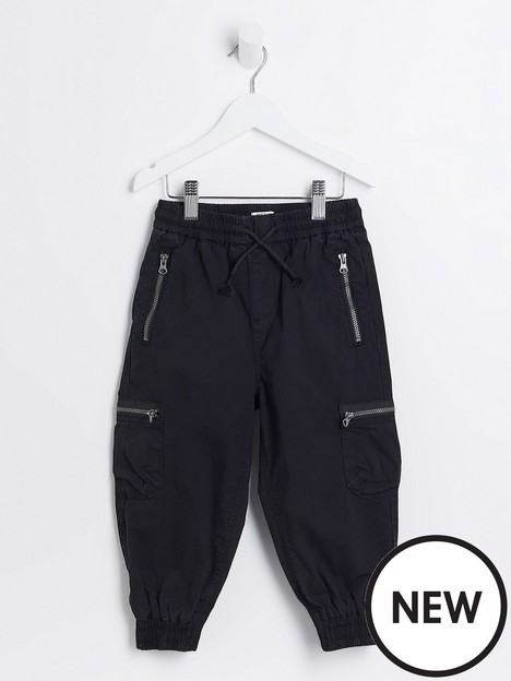 river-island-mini-mini-boys-zip-cargo-trousers-black