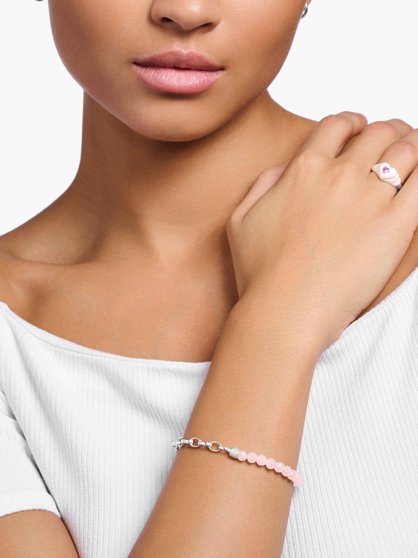  image of thomas-sabo-link-bracelet-with-rose-quartz-beads