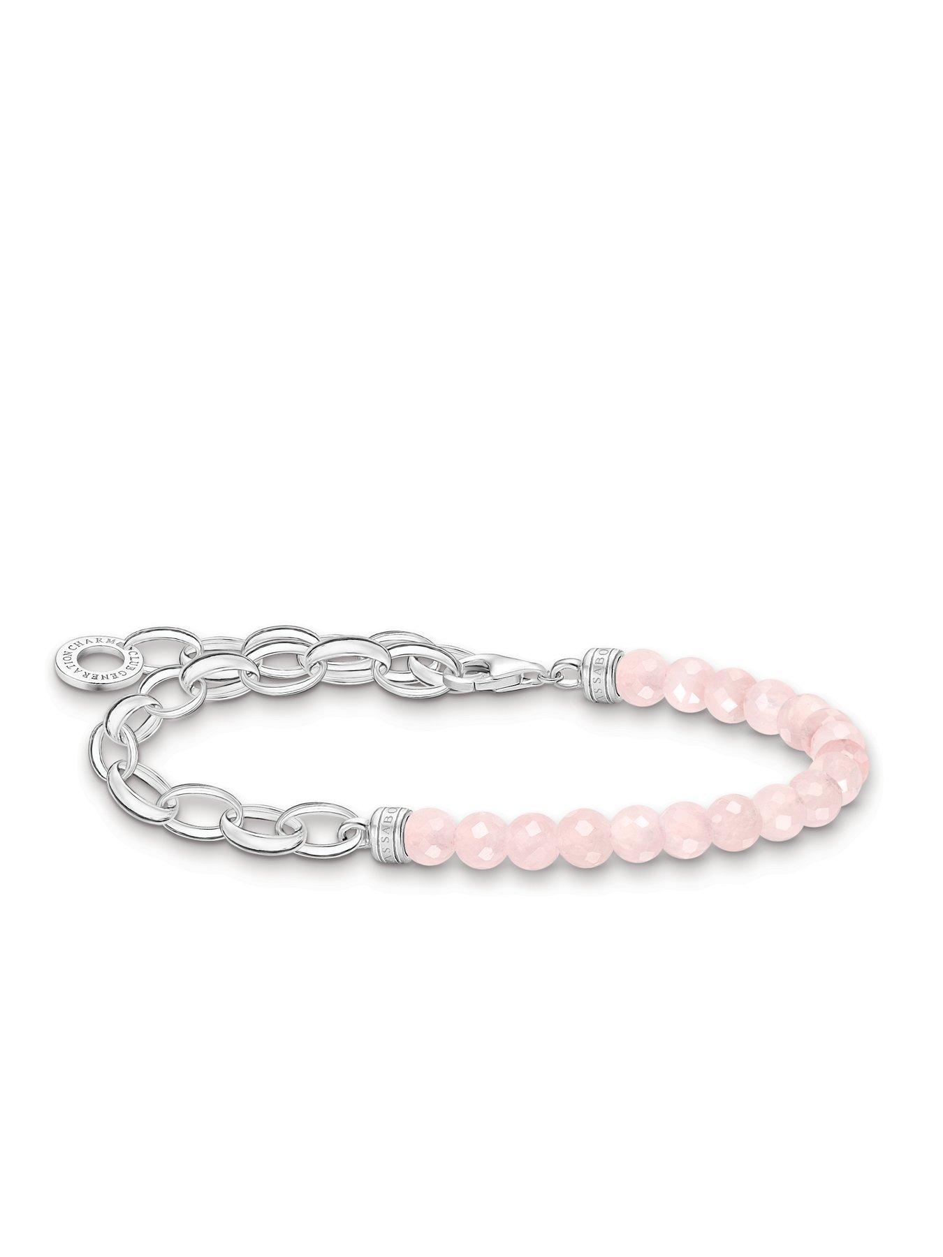  image of thomas-sabo-link-bracelet-with-rose-quartz-beads