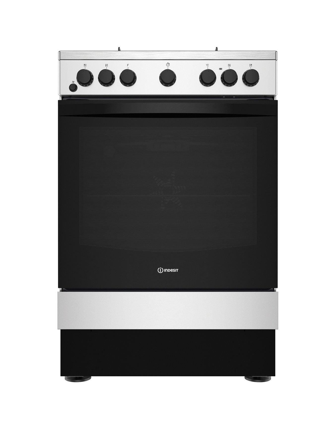 Indesit IS67G5PHX 60cm, Single Dual Fuel Cooker with Gas Hob and Electric Oven Inox