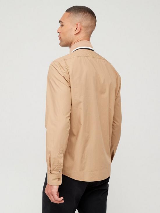 stillFront image of boss-liam-233-regular-fit-longsleeve-shirt-with-jersey-collar-beige