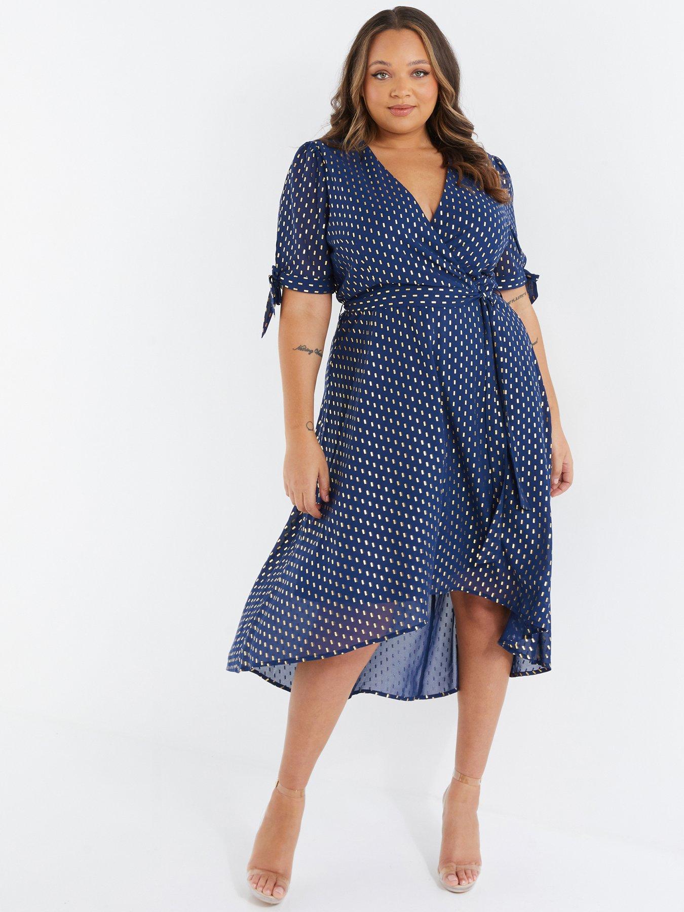 Quiz Curve Curve Chiffon Metallic Wrap Dress Littlewoods