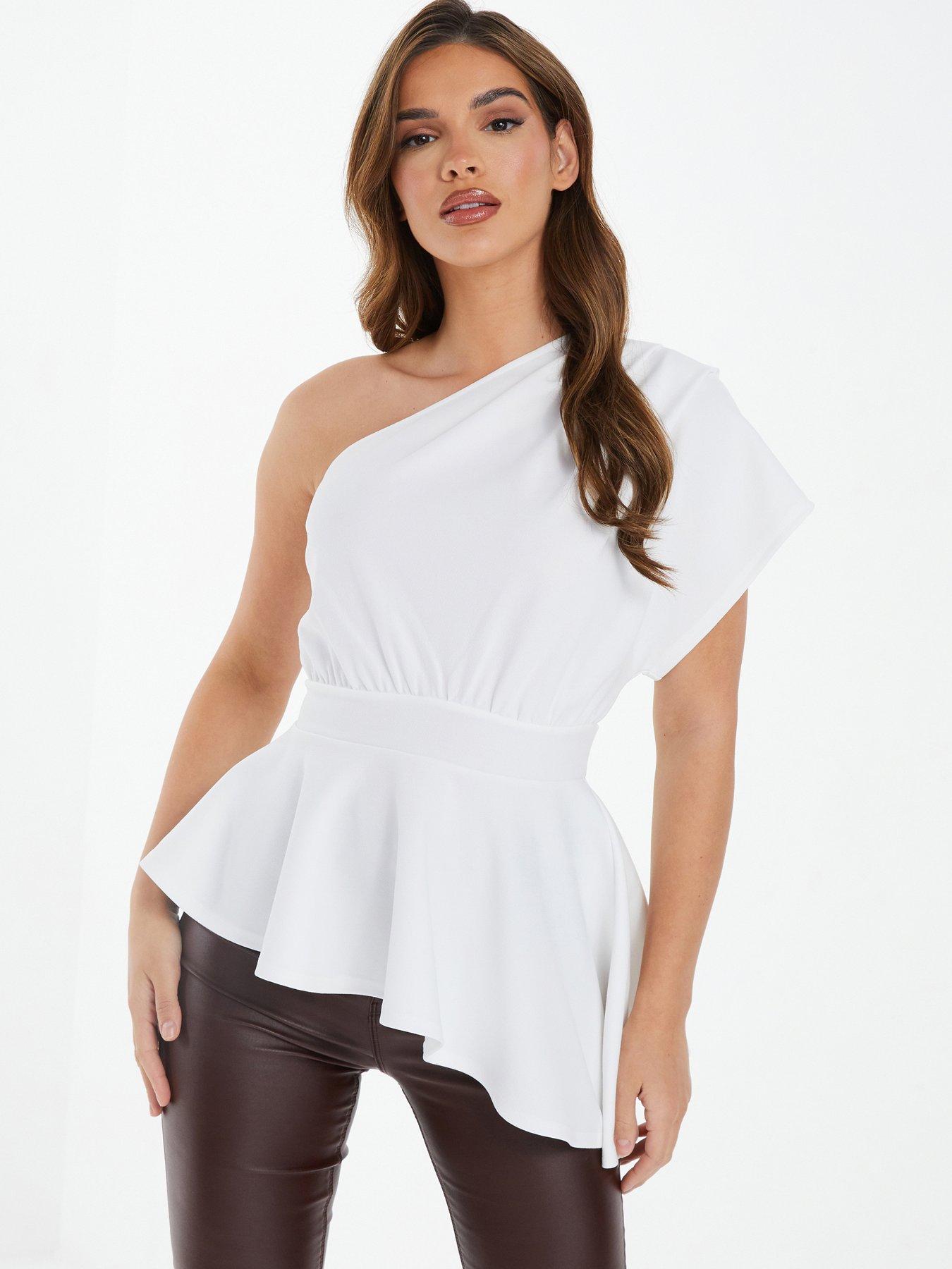  image of quiz-one-shoulder-top-cream
