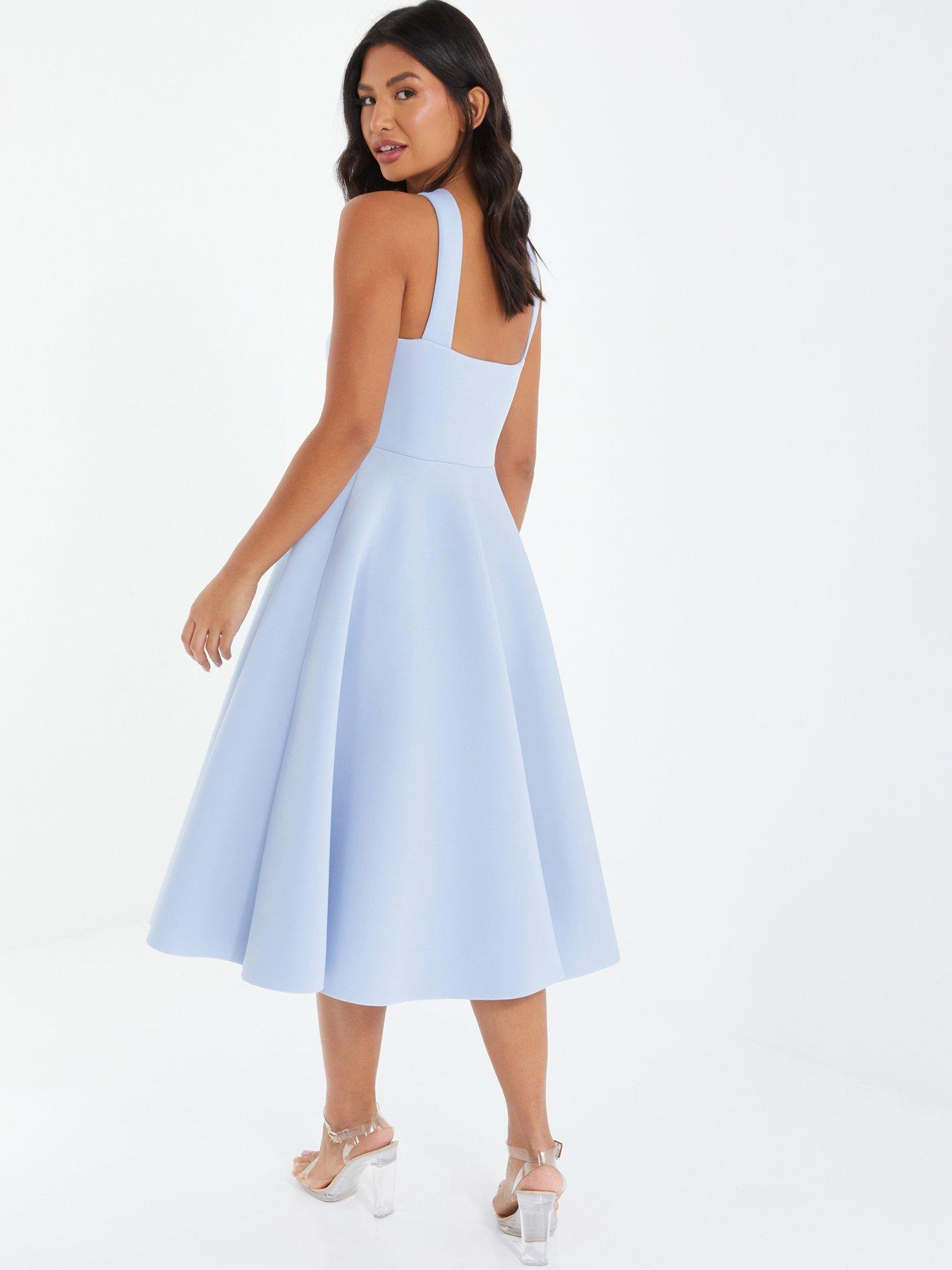 Cross Front Skater Dress Light Blue