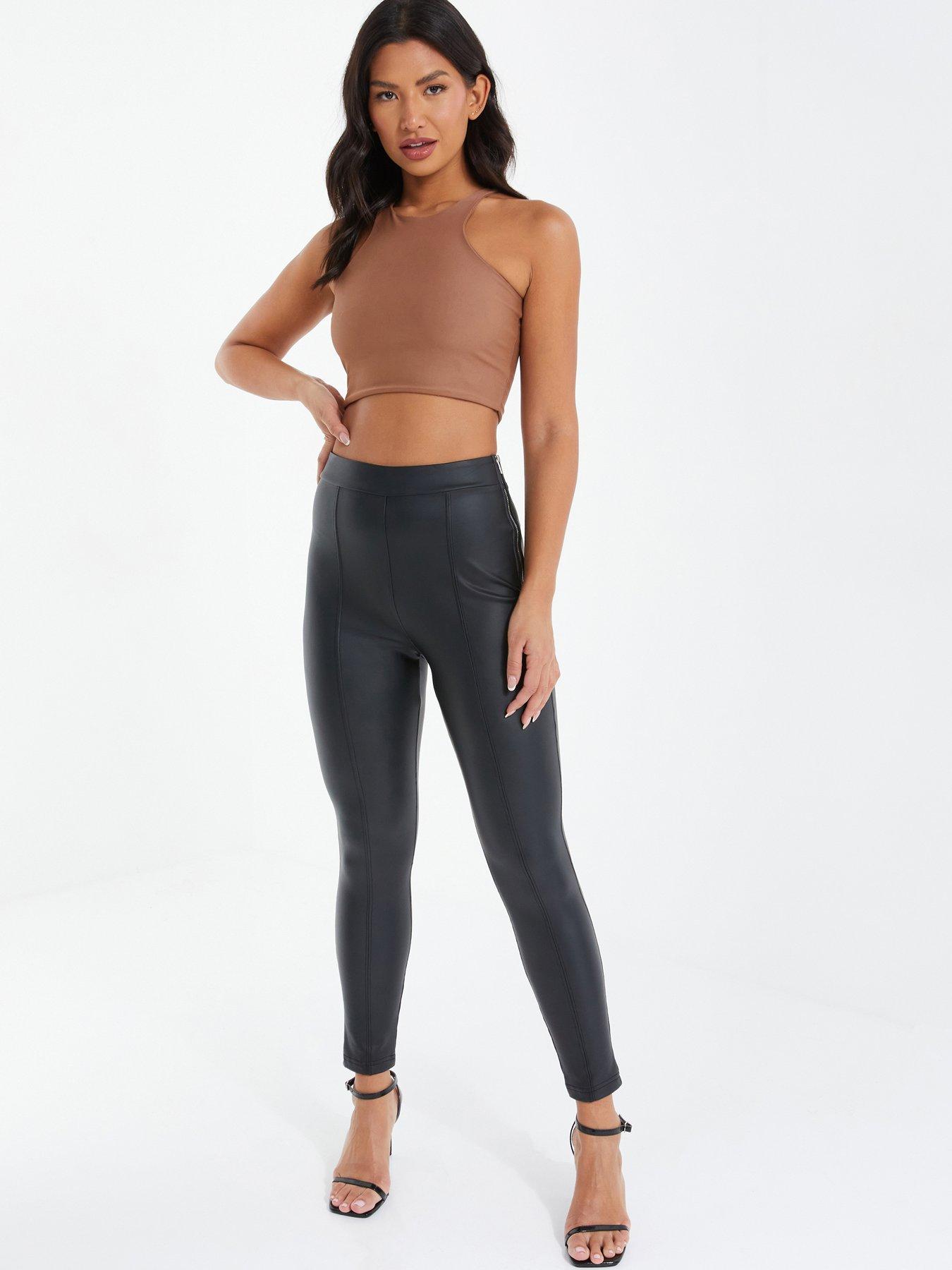  image of quiz-faux-leather-seam-leggings