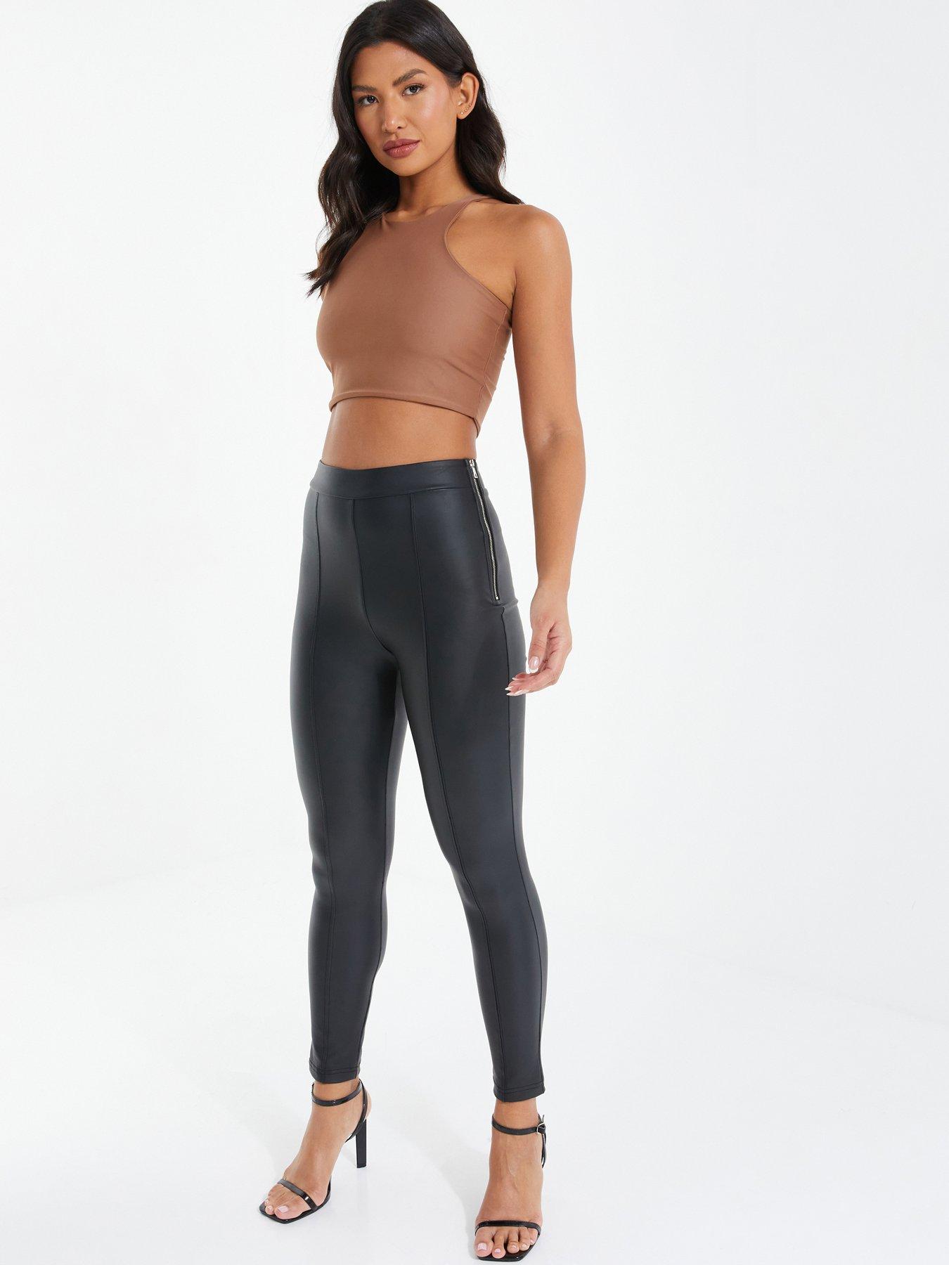  image of quiz-faux-leather-seam-leggings
