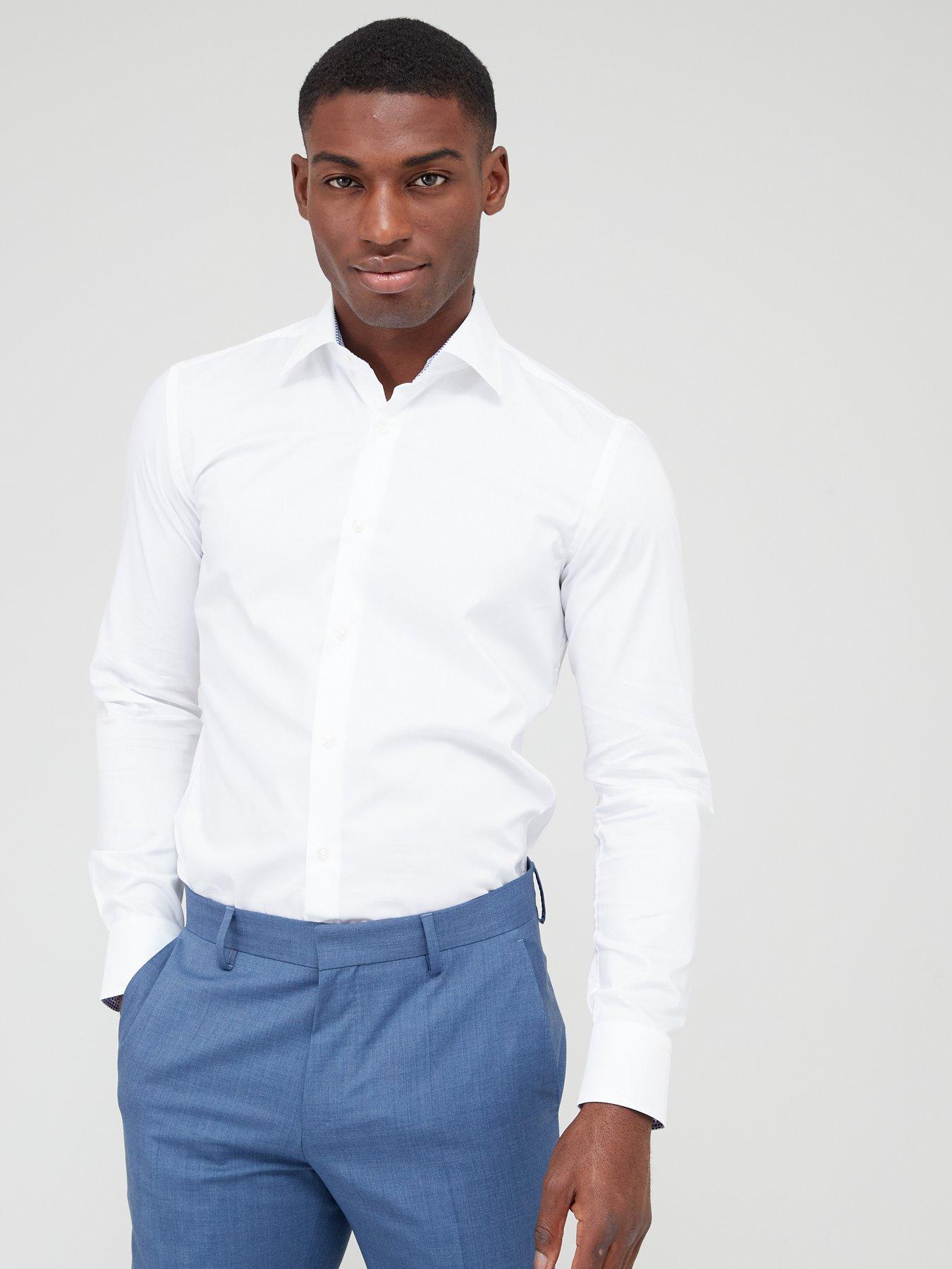 Calvin Klein Slim Fit Stretch Poplin Shirt - White