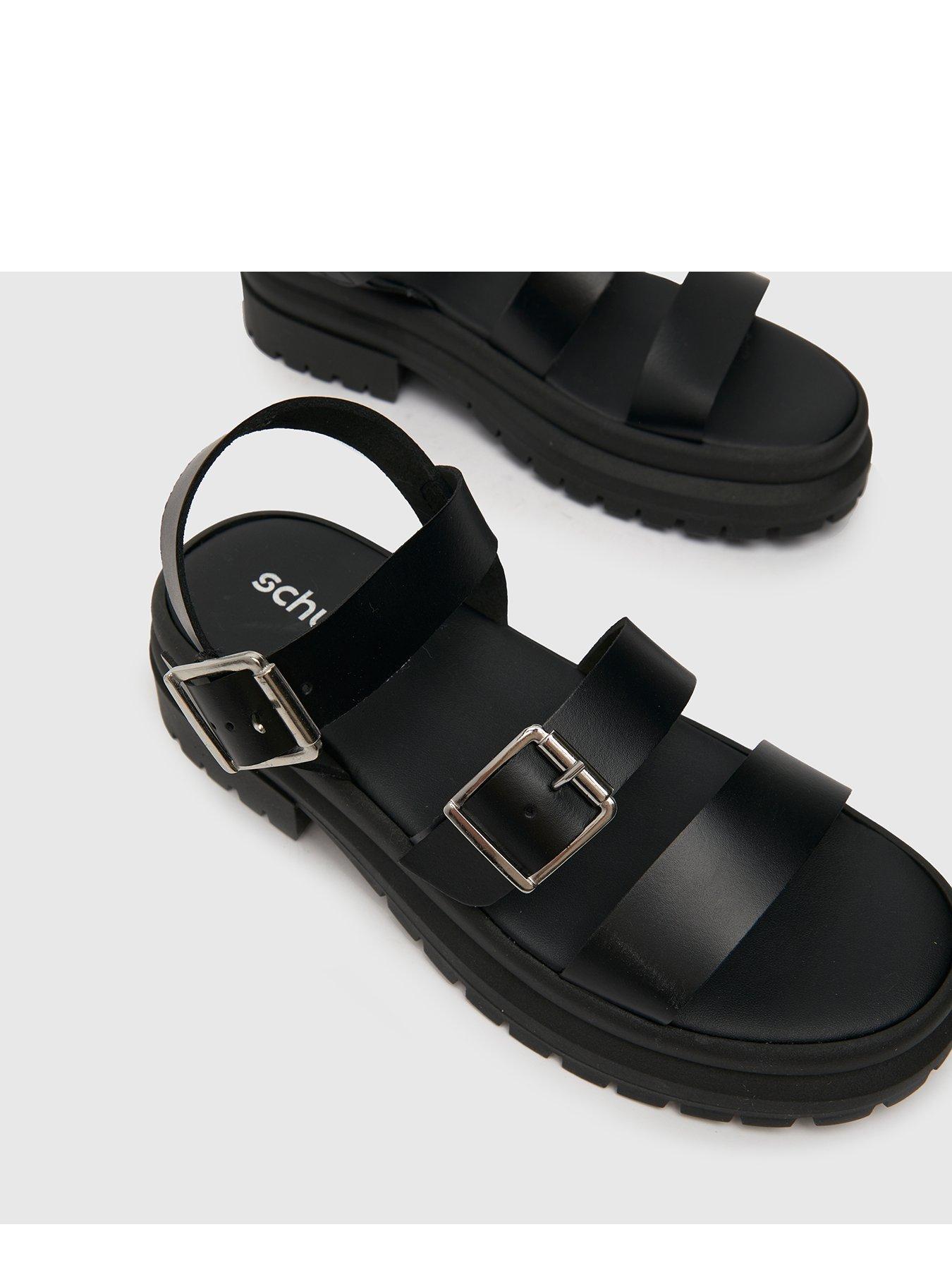  image of schuh-tyla-leather-chunky-sandal-black