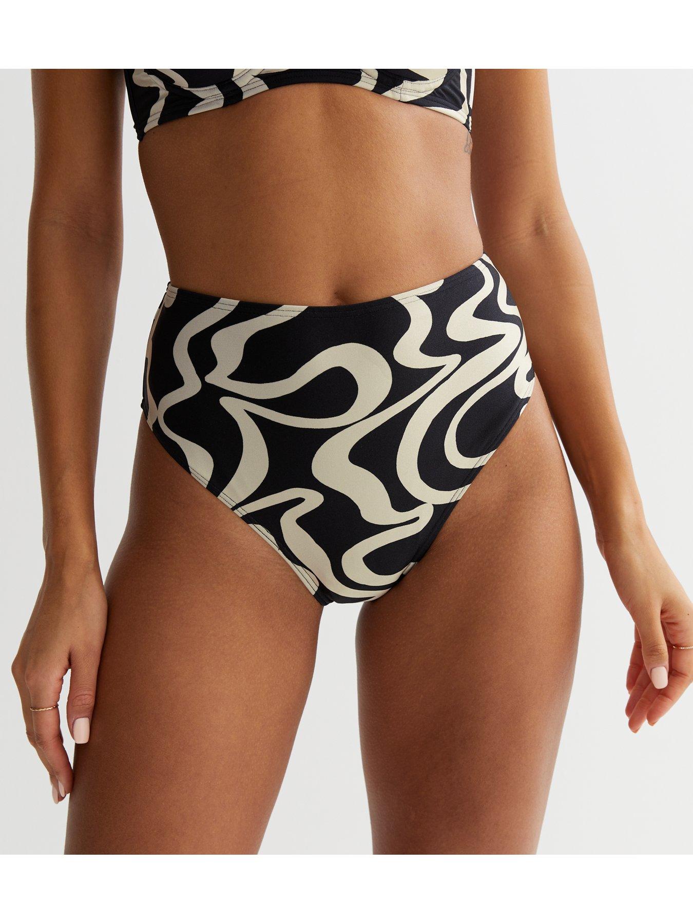 Black High Waist High Leg Bikini Bottoms