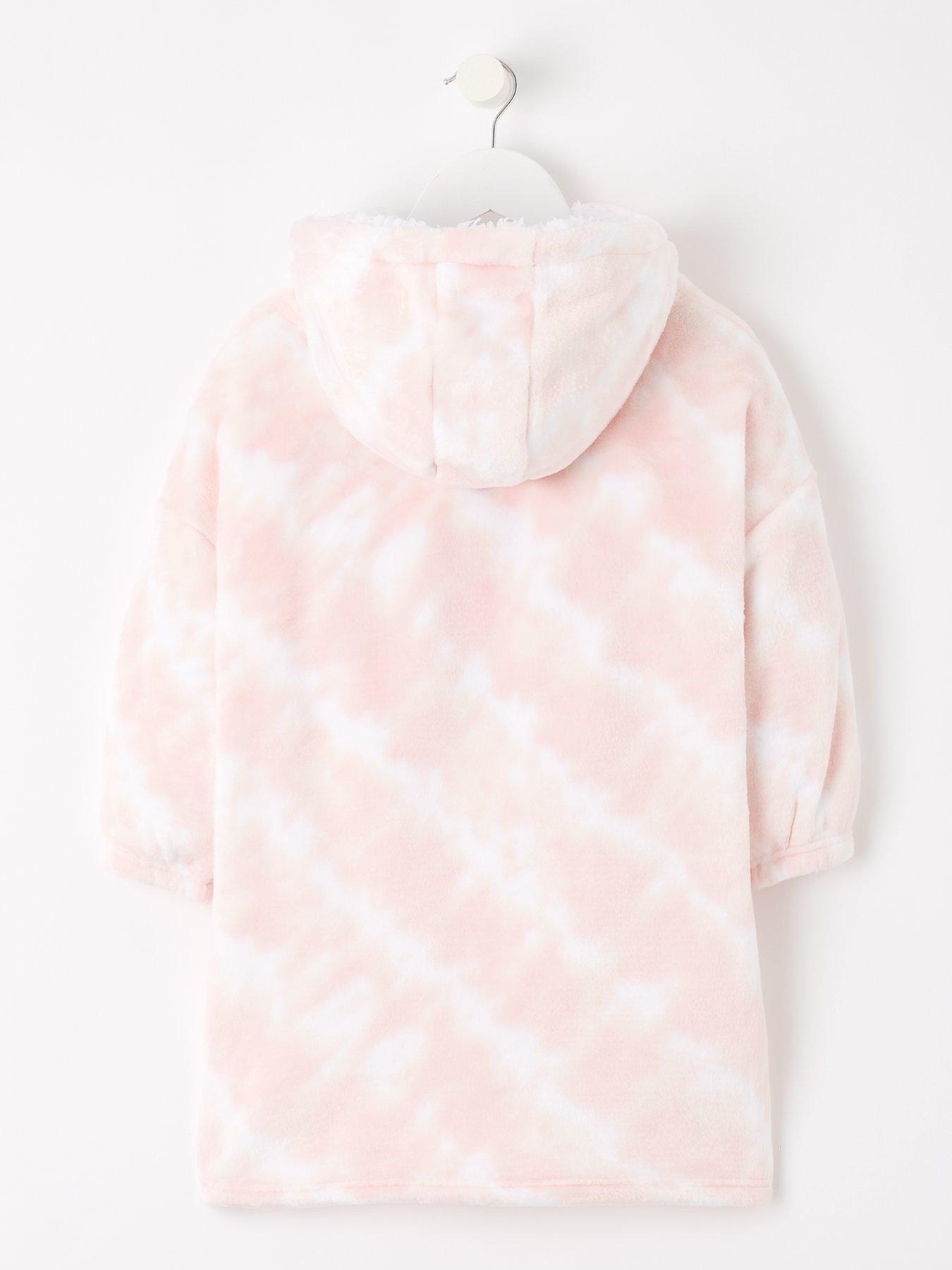 Mini V by Very Girls Oversized Fleece Tie Dye Fleece Hooded Blanket Multi