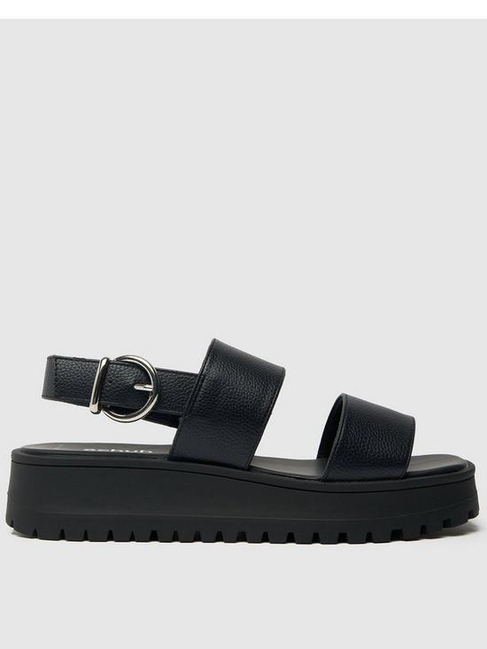 front image of schuh-tanya-chunky-flatform-sandal-black