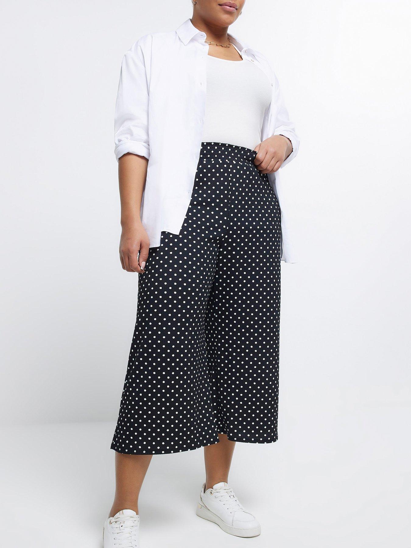  image of ri-plus-plus-shirred-waist-spot-culotte-black