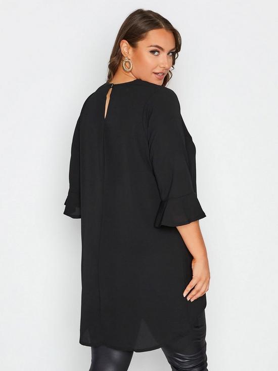 stillFront image of yours-curve-flute-sleeve-tunic-black