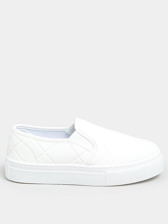 front image of yours-extra-wide-fit-quilted-slip-on-trainer-white