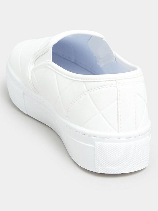 stillFront image of yours-extra-wide-fit-quilted-slip-on-trainer-white