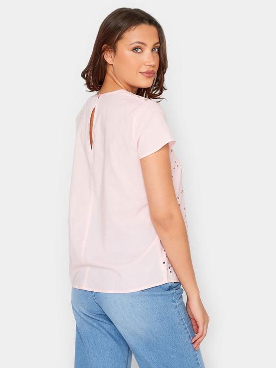 stillFront image of long-tall-sally-tall-pink-broderie-panel-tee