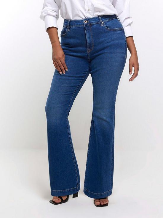 front image of ri-plus-plus-tummy-hold-flare-jeans-mid-wash
