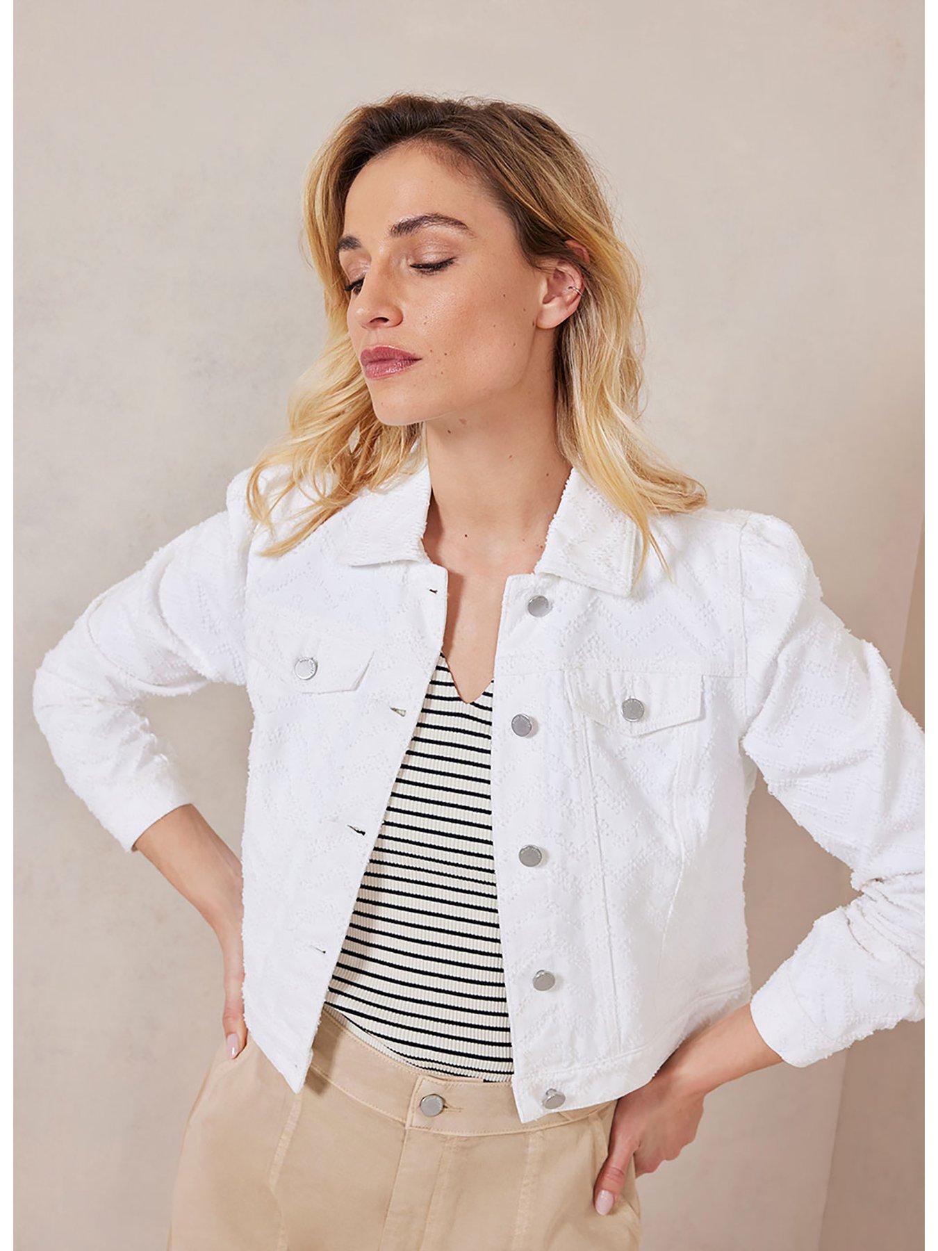 Mint velvet white denim hot sale jacket