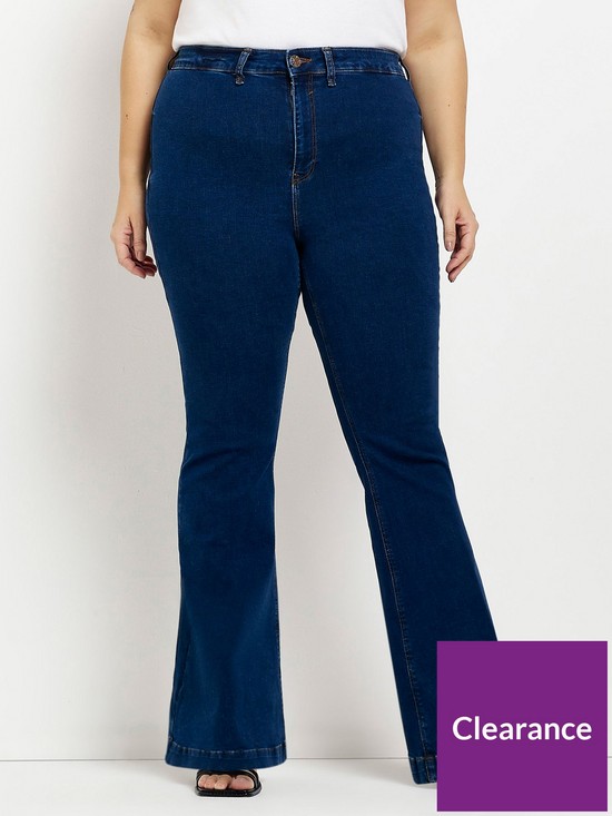 front image of ri-plus-plus-high-rise-flare-jeans-blue