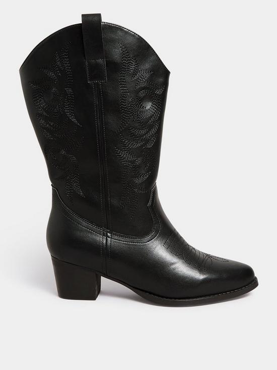 front image of yours-extra-wide-fit-cowboy-boot-calf-black