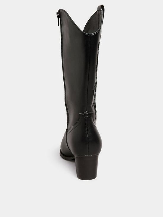 stillFront image of yours-extra-wide-fit-cowboy-boot-calf-black