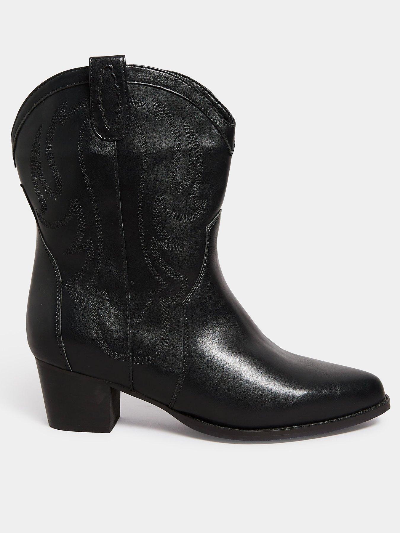 Extra Wide Fit Cowboy Ankle Boot Black