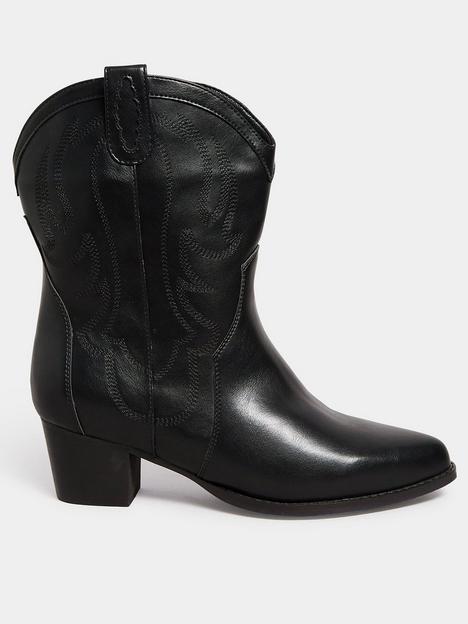 yours-extra-wide-fit-cowboy-ankle-boot-black