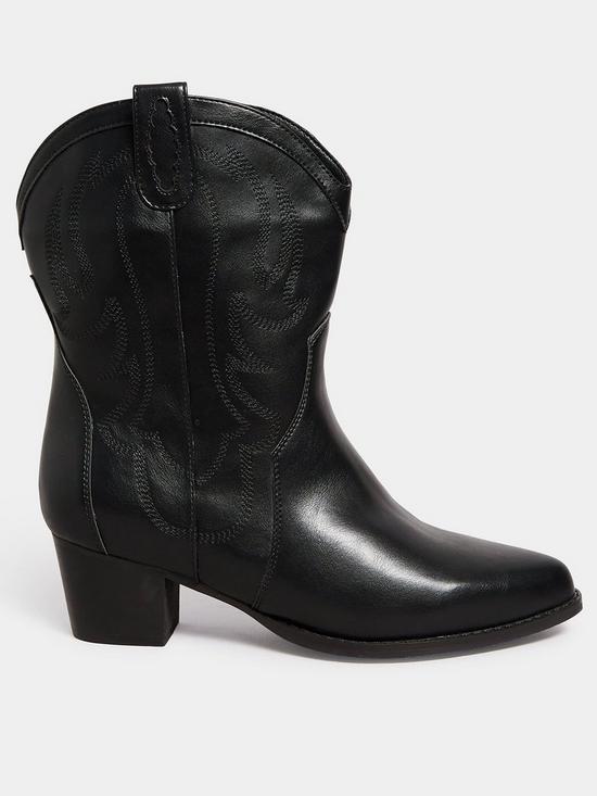 front image of yours-extra-wide-fit-cowboy-ankle-boot-black