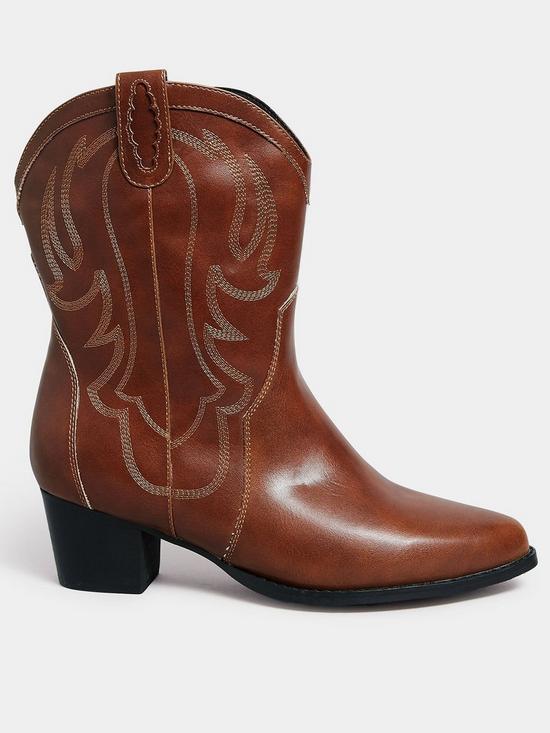 front image of yours-extra-wide-fit-cowboy-ankle-boot-chocolate