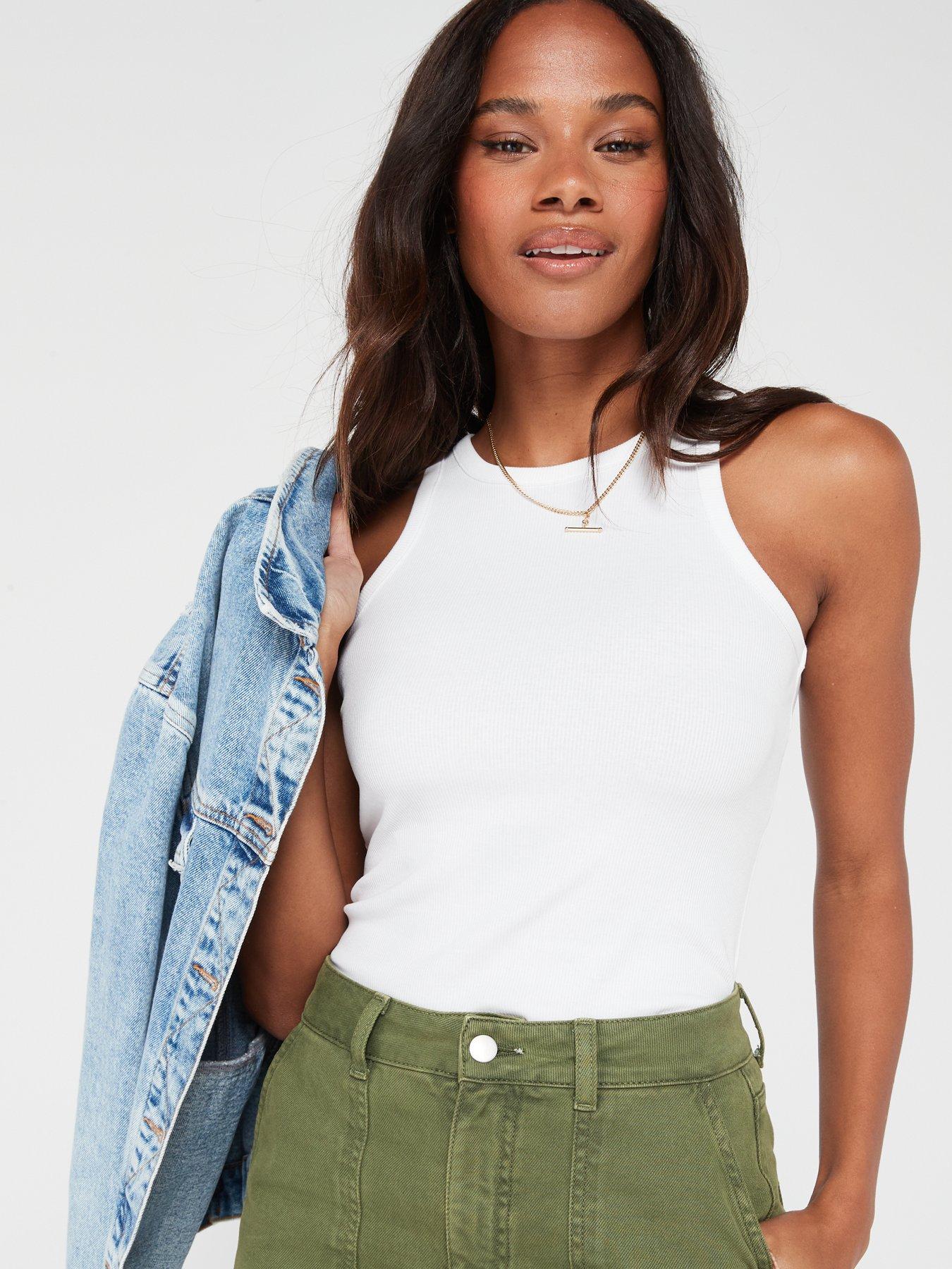 Image 1 of 6 of Everyday Ribbed Racer Vest - White