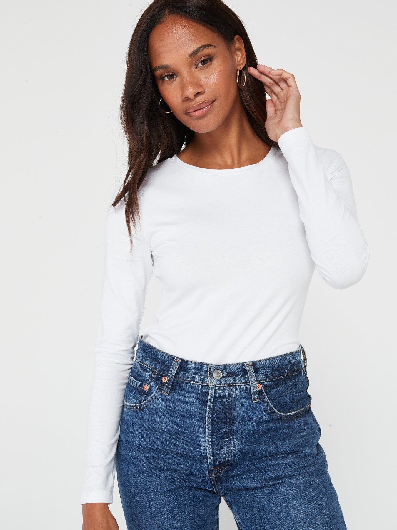  image of v-by-very-2-pack-long-sleeve-stretch-crew-neck-multi