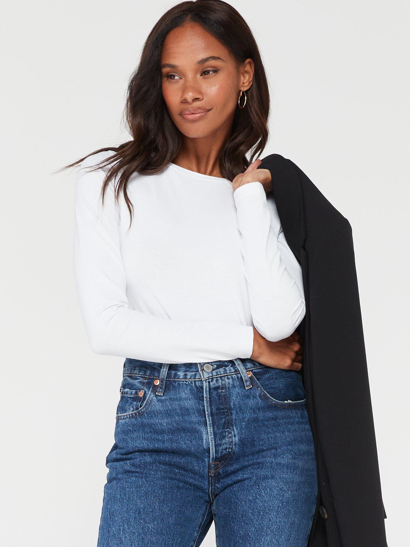  image of v-by-very-2-pack-long-sleeve-stretch-crew-neck-multi