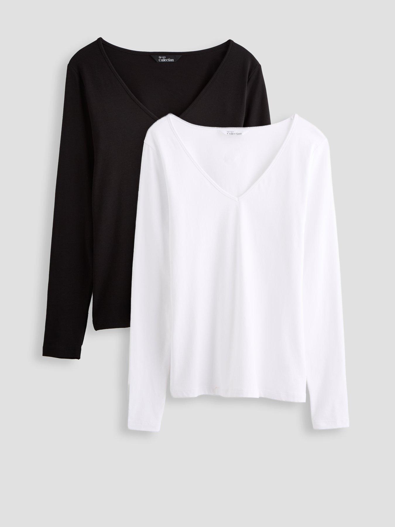 The Very Collection 2 Pack Stretch V-neck Long Sleeve T-shirt - Multi