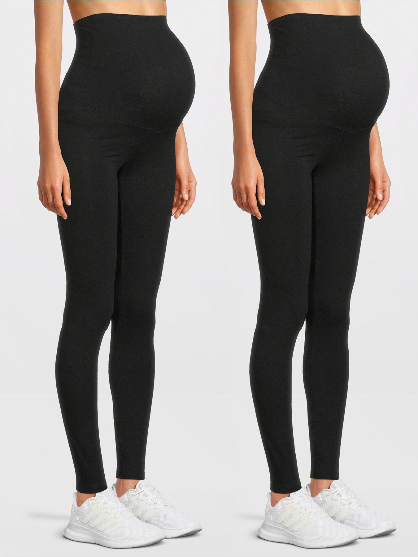 Image 1 of 6 of The Very Collection Womens Maternity 2 Pack Over-Bump Stretch Leggings - Black