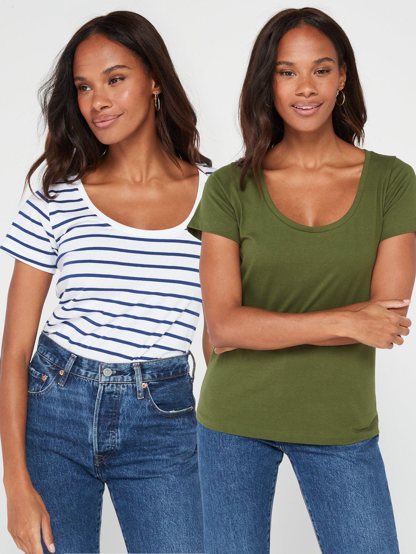 undefined 2 Pack Essential Scoop Neck T-shirt - Multi