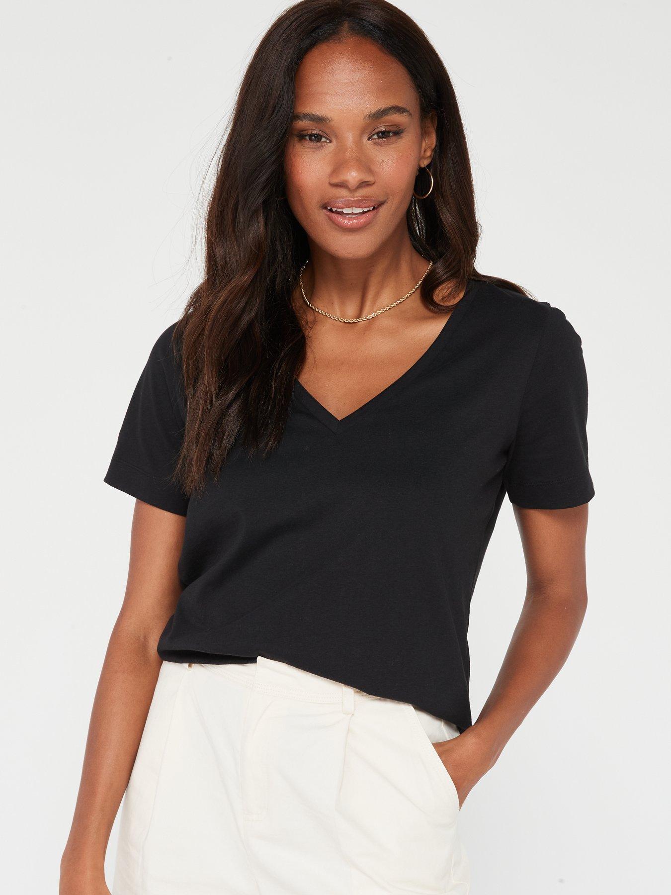  image of v-by-very-2-pack-basic-v-neck-t-shirts-multi