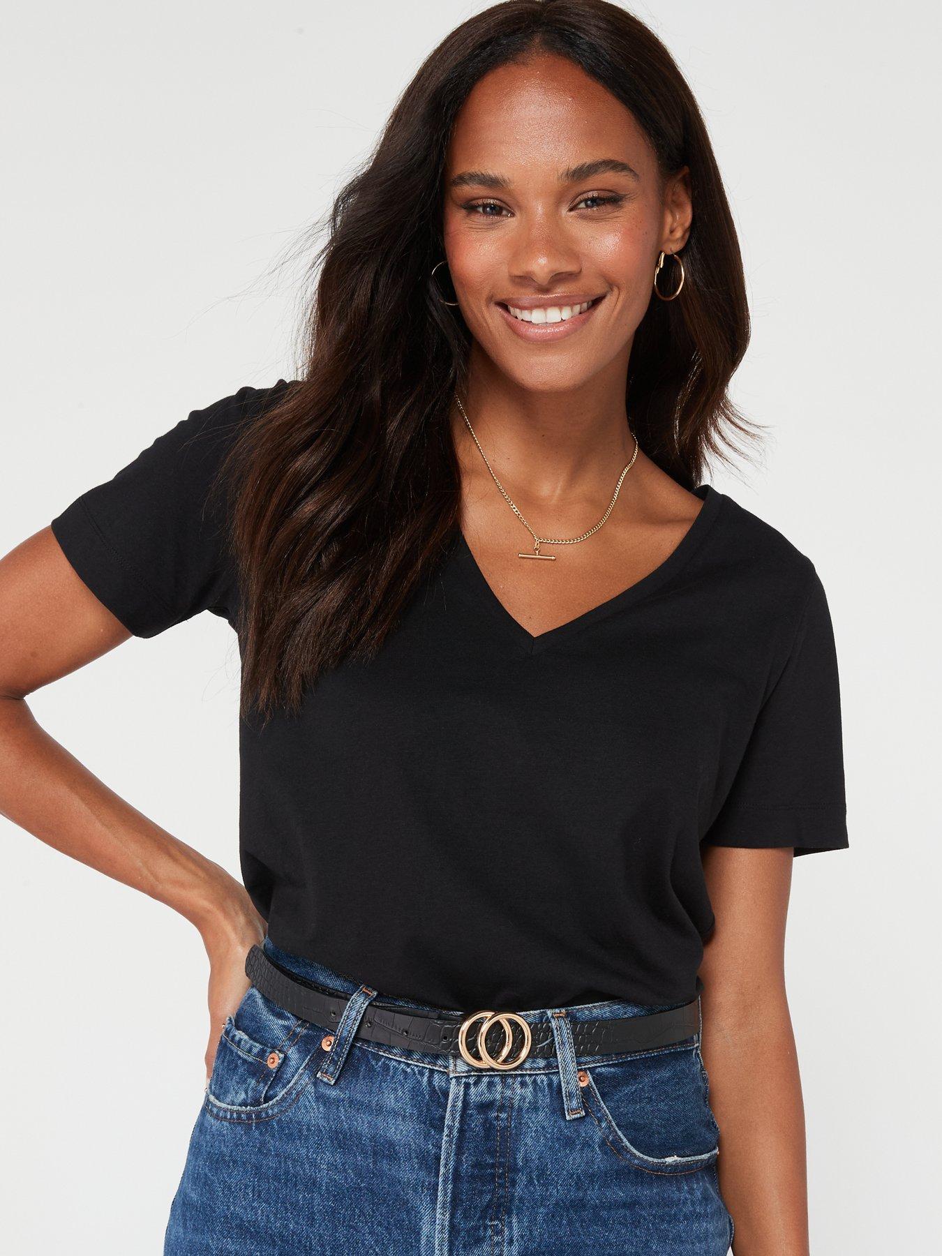 image of the-very-collection-the-essential-v-neck-t-shirt-black