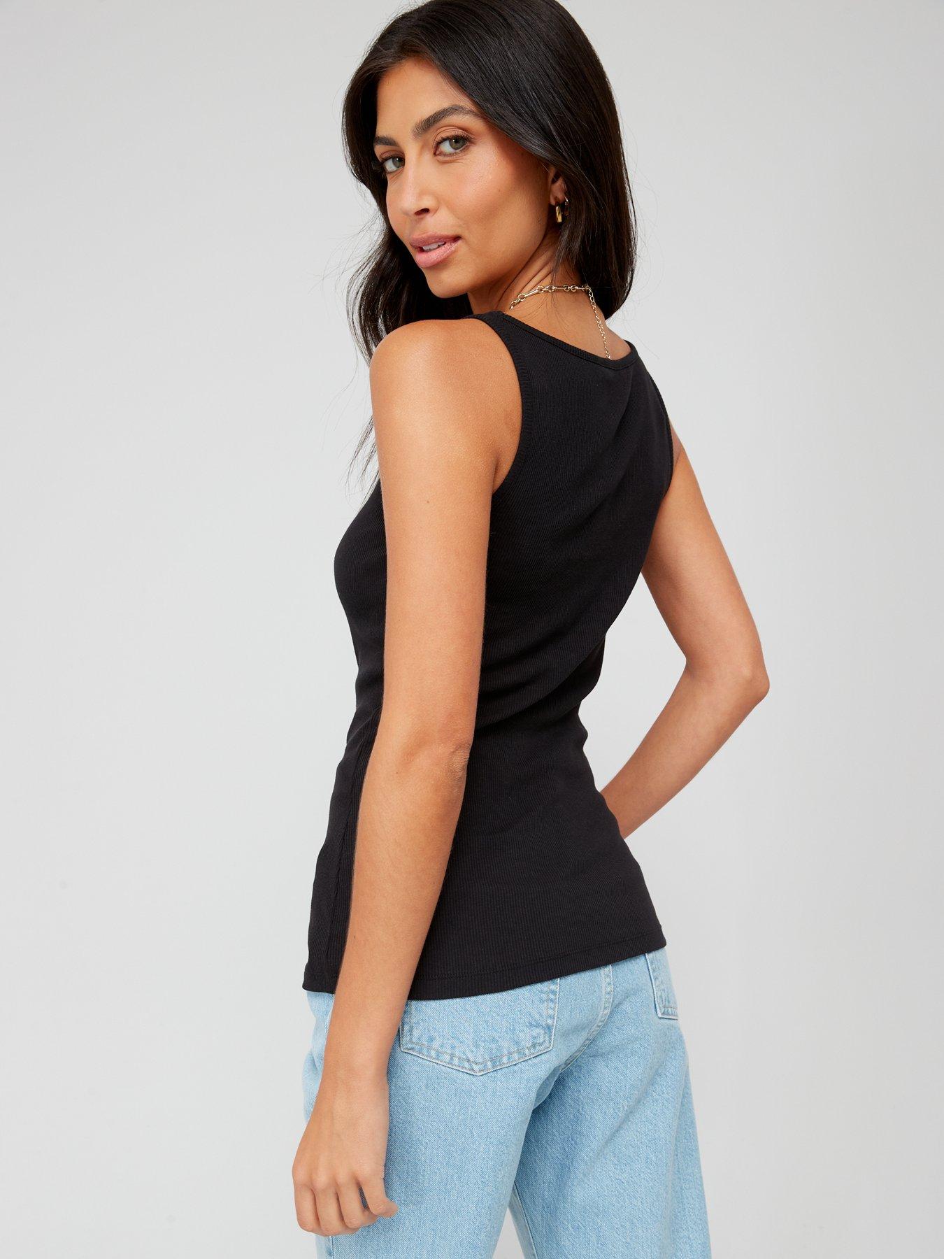  image of everyday-tall-essential-rib-vest-black